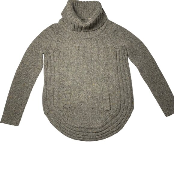Vintage Cynthia Rowley XS Tan Gray Speckled Knit Wool Blend Turtleneck Sweater - Picture 11 of 16